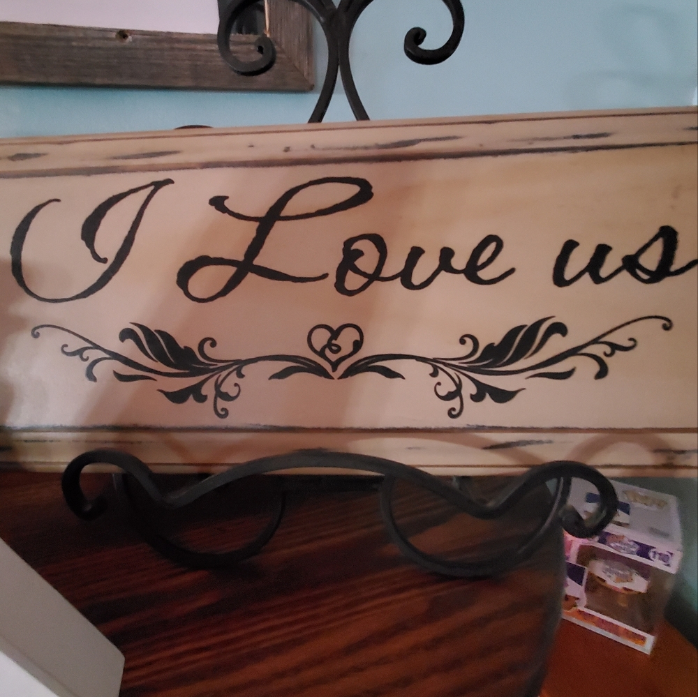 I Love Us Wood Sign